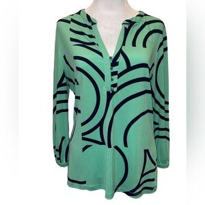 New York & Company Long Sleeve Light Weight Womens Blouse Green Size Medium